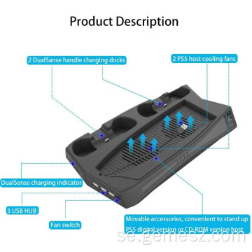 Cooling Fan Charging Dock Vertical Stand för PS5